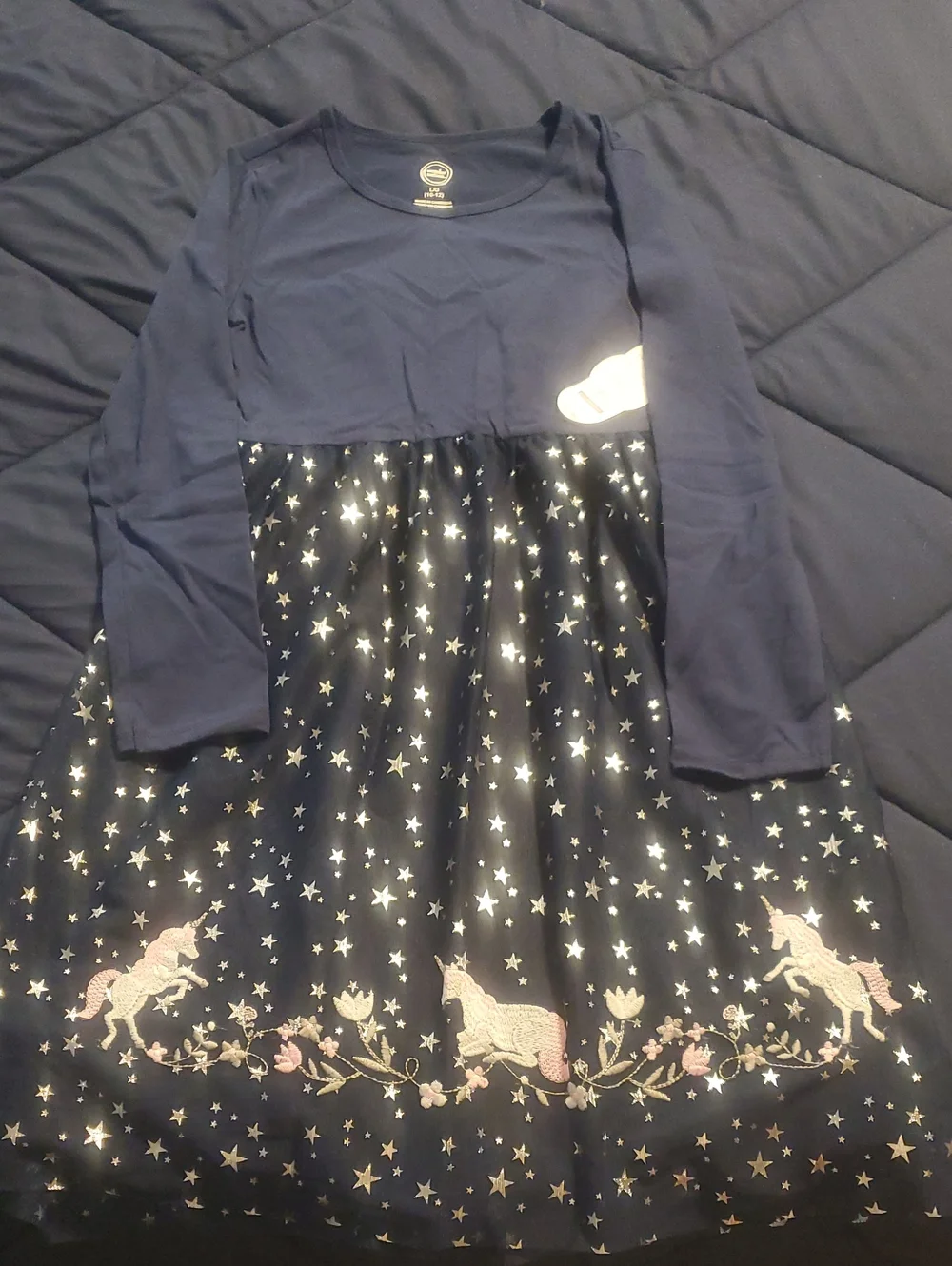 wonder nation Navy Long-Sleeve Unicorn Star Print